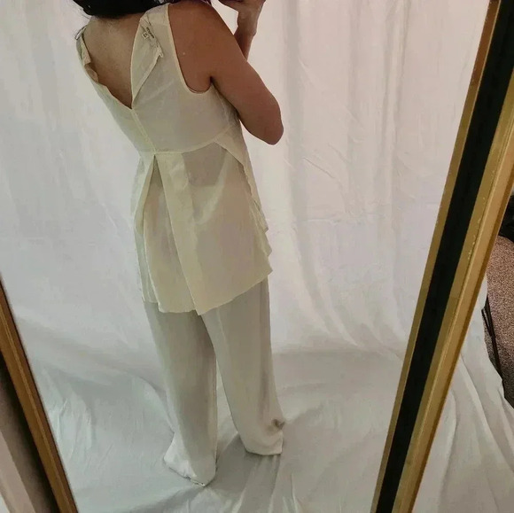 MADEWELL white cream sleeveless blouse crewneck professional romantic flirty - Picture 3 of 9